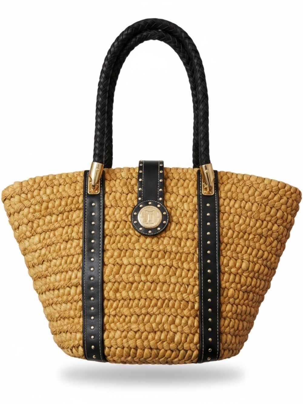 MICHAEL Kors Woven Tote Bag with Black Leather Trim